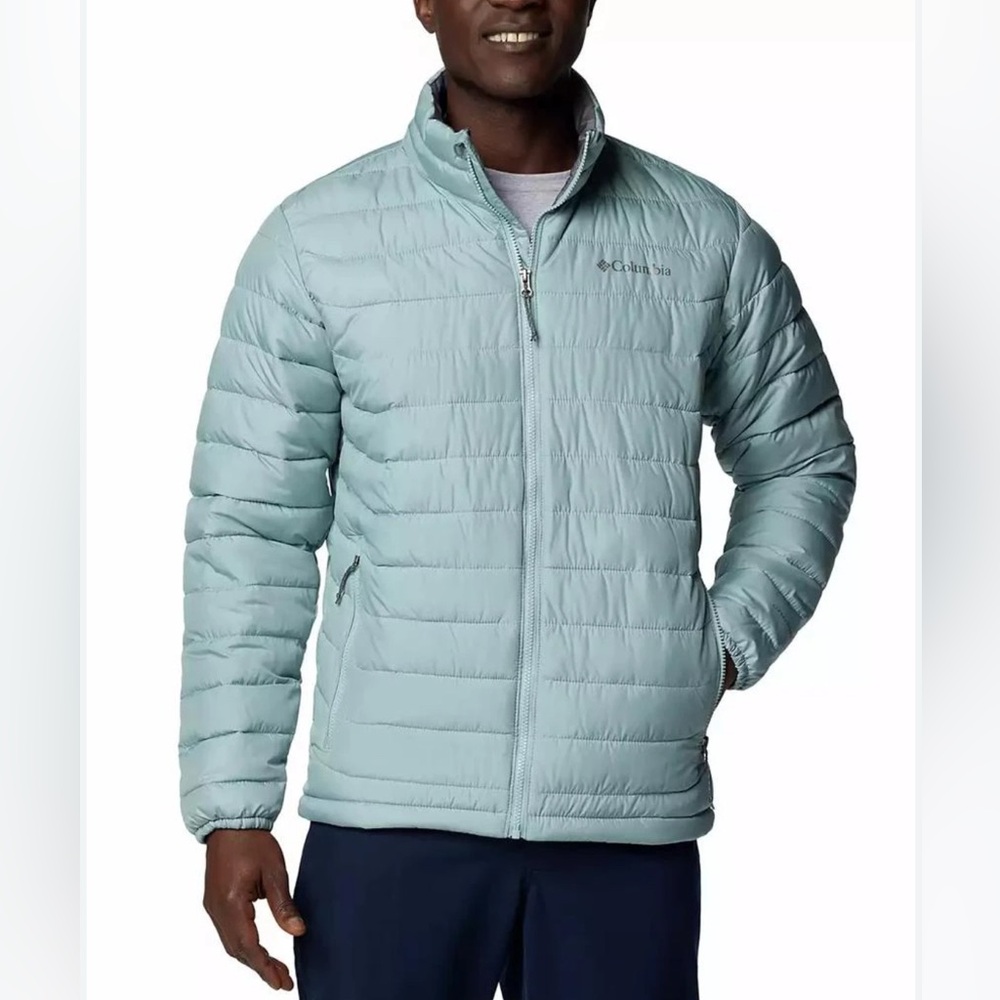 Columbia Men's Large Powder Lite Blue Insulated Jacket Zippered Pockets